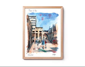 Plaça del Rei / Barcelona Watercolor PRINT