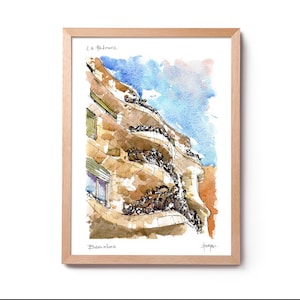 La Pedrera Façana Barcelona Illustratie, Casa Milà aquarel Gaudí, Pedrera Gaudí Print, Gaudi Barcelona kunstdecoratie, kunst Barcelona