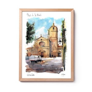 Plaça de la Mercè Aquarelle Barcelone, Quartier Gothique Barcelone, Peinture Barcelone décoration maison, Impression Aquarelle Barcelone