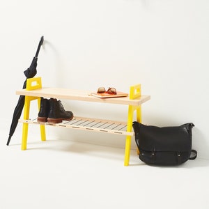 36" entryway/hallway storage bench in ash with shoe rack
