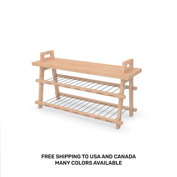36 Entryway Hallway Storage Bench In Birch With Shoe Etsy