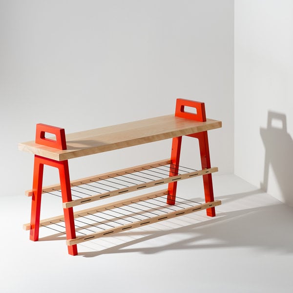 Banc d'entrée 36 en Merisier avec Rangement