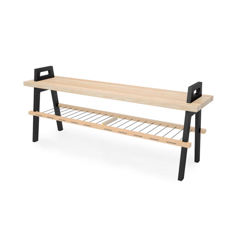 48 Entryway Hallway Storage Bench In Ash With Shoe Rack Etsy