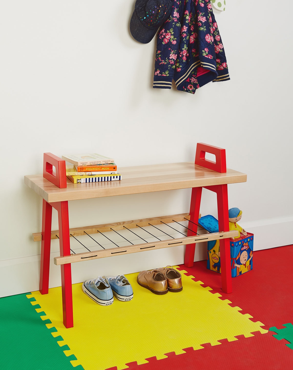 Banc d'entrée 26 en Merisier avec Rangement