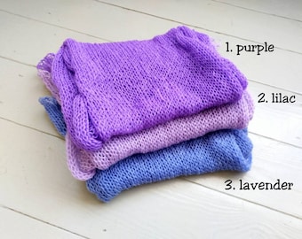 Écharpe de portage tricotée à la main RTS lilas violet ou lavande/accessoire photo unique