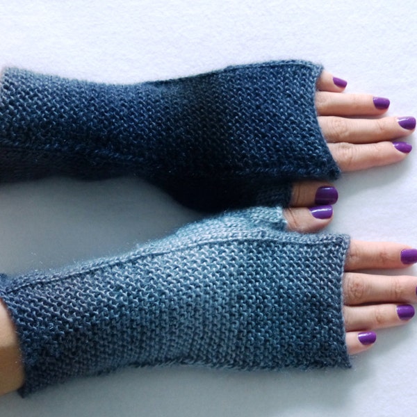 MADE TO ORDER!!!! Hand knit fingerless grey ombre mittens/ handmade/ knit mitts
