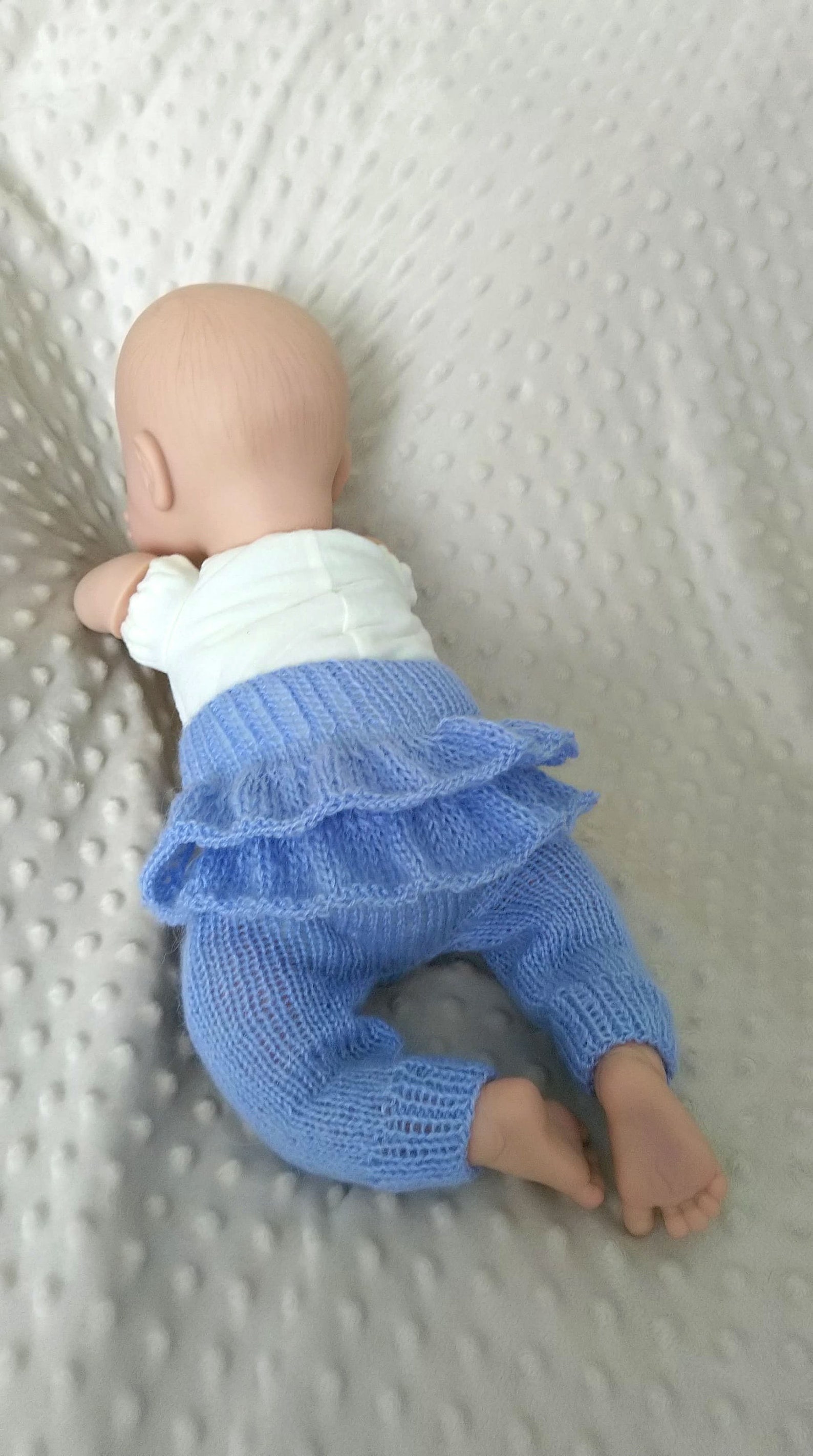 RTS Knit Baby Frilly Trousers in Blue/ OOAK Newborn Leggings Etsy