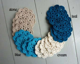 RTS handmade crochet coasters, flower design, cotton coasters, set of 4, unique gift