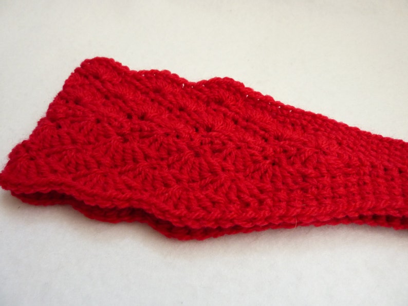 RTS Double shell crochet headband earwarmer in red handmade for women girls SALE!!