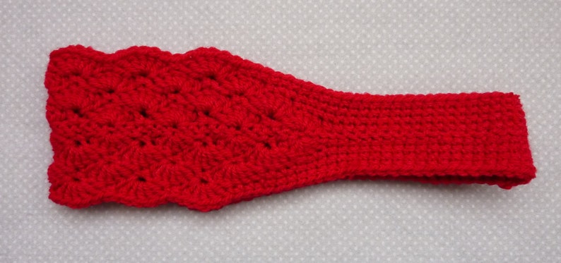 RTS Double shell crochet headband earwarmer in red handmade for women girls SALE!!
