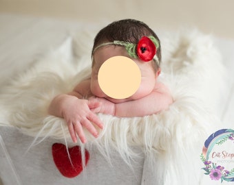 RTS POPPY flower tieback in red, for newborn and sitter, baby photo prop