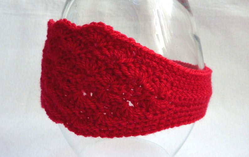 RTS Double shell crochet headband earwarmer in red handmade for women girls SALE!!