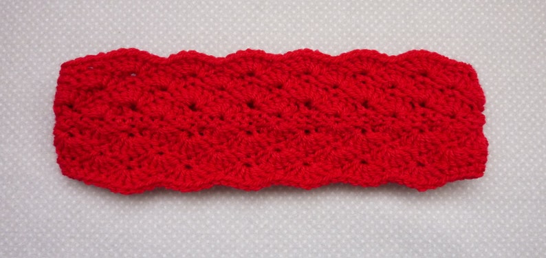 RTS Double shell crochet headband earwarmer in red handmade for women girls SALE!!