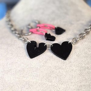 Funky Black Hearts chunky necklace and earring set inspired by BHC / YUNGBLUD