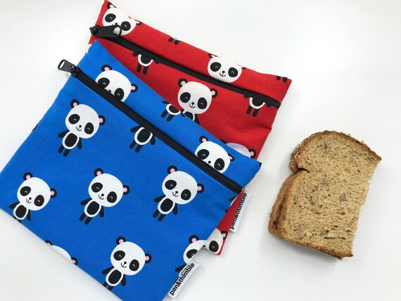 Eco Friendly Zip Baggie Gift Under Blue Panda Pouch Etsy