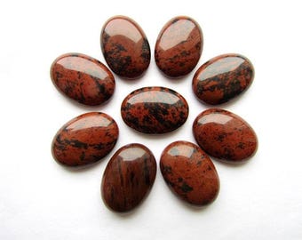 Mahogany Obsidian Cabochon 25 x 18 mm Oval  Cabochon  Flat Back Natural Mahogany Obsidian Cabochon Supplies Jewelry making (2)