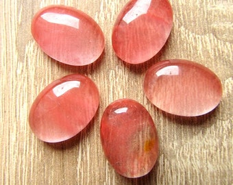 Cherry Quartz Cabochon 18x13mm Pastèque Rose Pierre Cabochon Volcan Quartz Gemstone Plat dos Bijoux Fournitures 1pcs