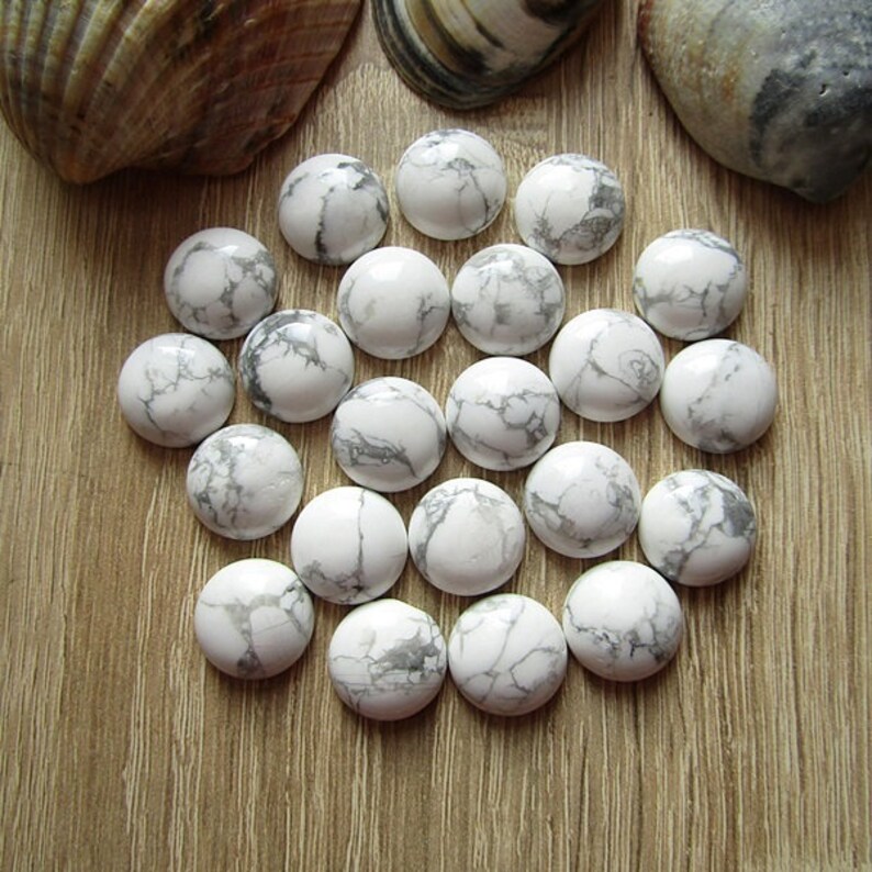 Howlite Cabochon 16 Mm White Round Cabochons Jewelry Making Etsy