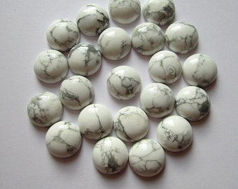 Howlite  Cabochon 16 mm White Round Cabochons Jewelry making Supplies Natural Stone Cabachons 2pcs.