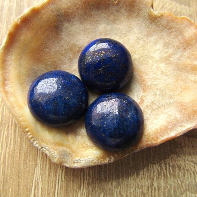 SHGbeads Lapislazuli Cabochon – 5 Stück, 12 Mm, Flache Rückseite Für Schmuck Selber Machen