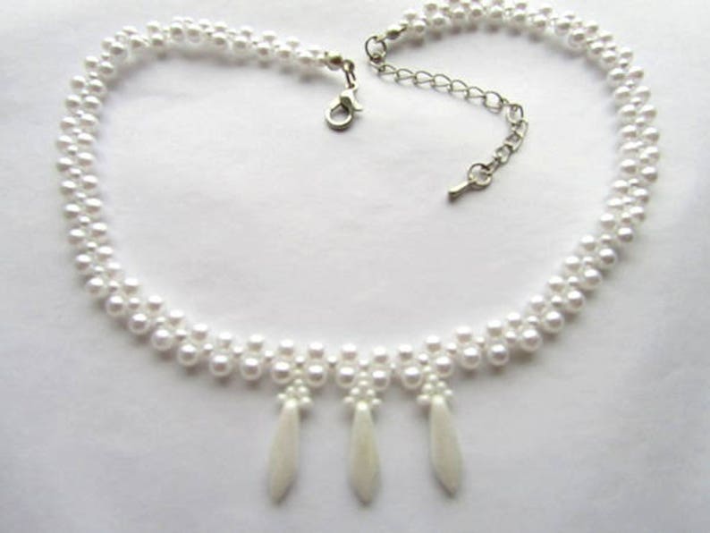 Choker Necklace White Bead Choker Necklace Charm Choker Gift for Her Pendant Choker OOAK Jewelry Ready to ship
