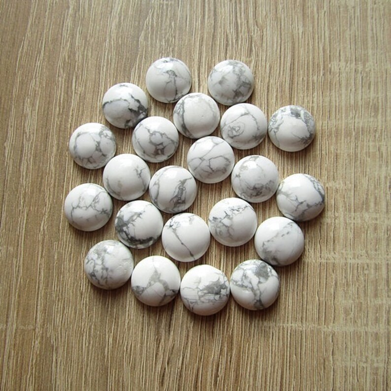 Howlite Cabochon 16 mm White Round Cabochons Jewelry making | Etsy