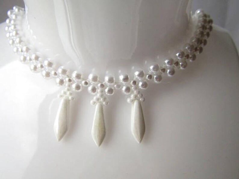 Choker Necklace White Bead Choker Necklace Charm Choker Gift for Her Pendant Choker OOAK Jewelry Ready to ship