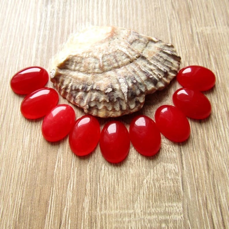 Red Jade Cabochon 18x13mm Oval Stone Cabochon Natural Red Stone Cabochon Flat back Jewelry Supplies 1pcs.