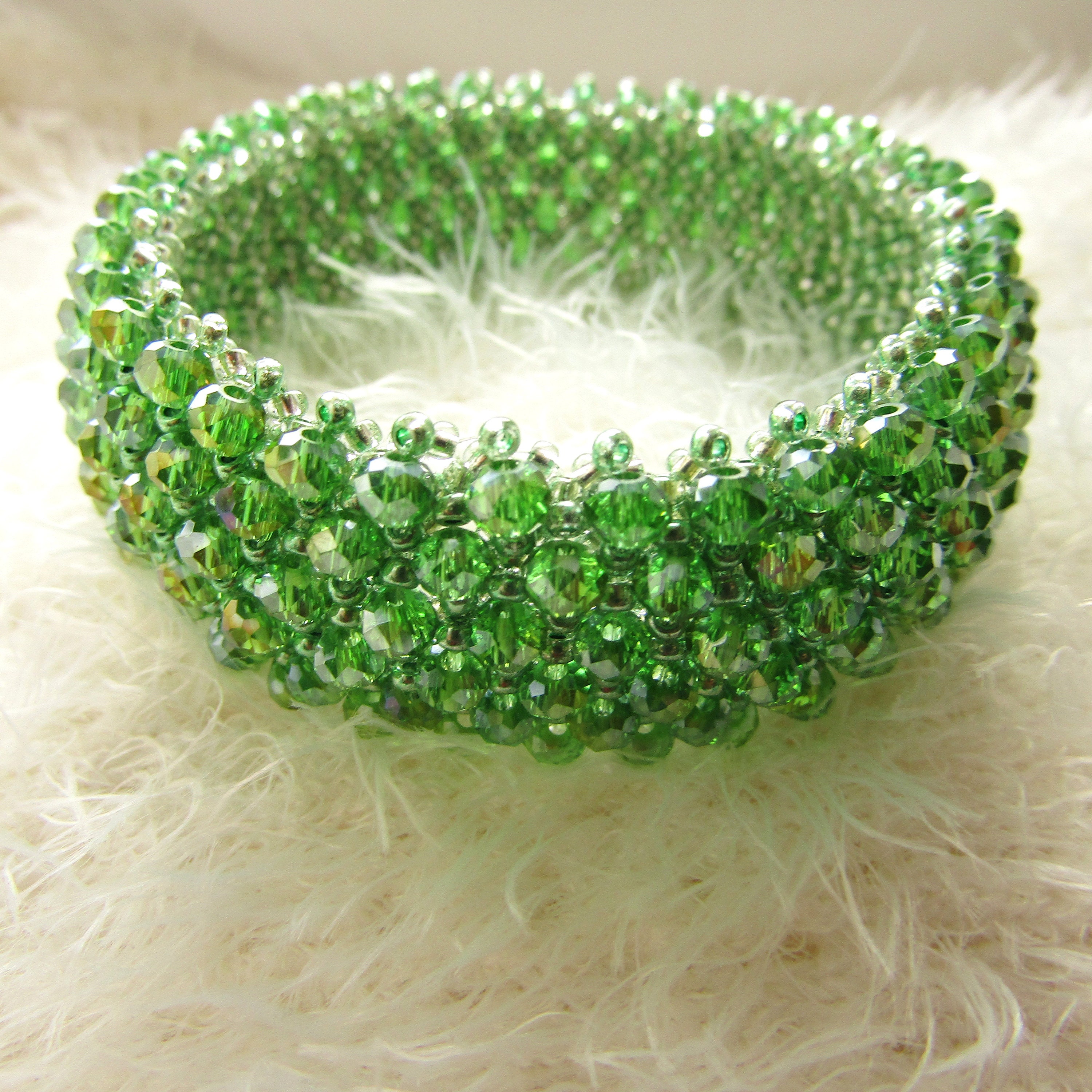 Green Bracelet Glass AB Crystal Beads Bracelet Handmade Etsy