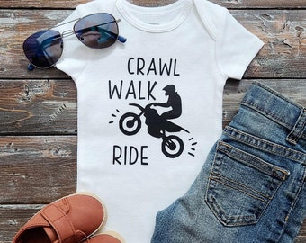 Dirtbike Baby Bodysuit: Crawl Walk Ride, Motorcycle Gift