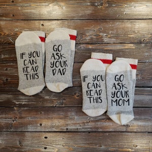 Go Ask Your Mom Socks / Go Ask Your Dad Socks / Father&#39;s Day Gift / Mother&#39;s Day Gift / Funny Socks / Valentine&#39;s Day Gift / Birthday Gift