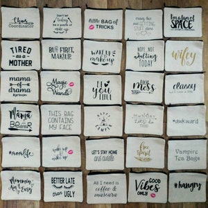 Zippered Accessories Bag /  Make Up Pouch / Bridesmaid Gift / Mothers Day Gift / Funny Mom Life / Coffee and Mascara / Personalized Gift