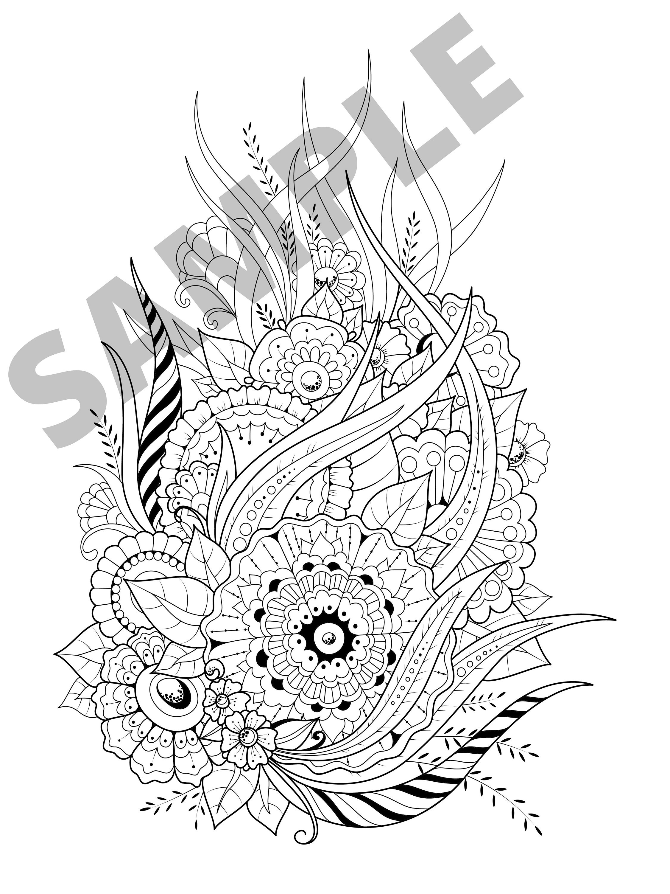 30 flower coloring pages floral printables adult coloring etsy
