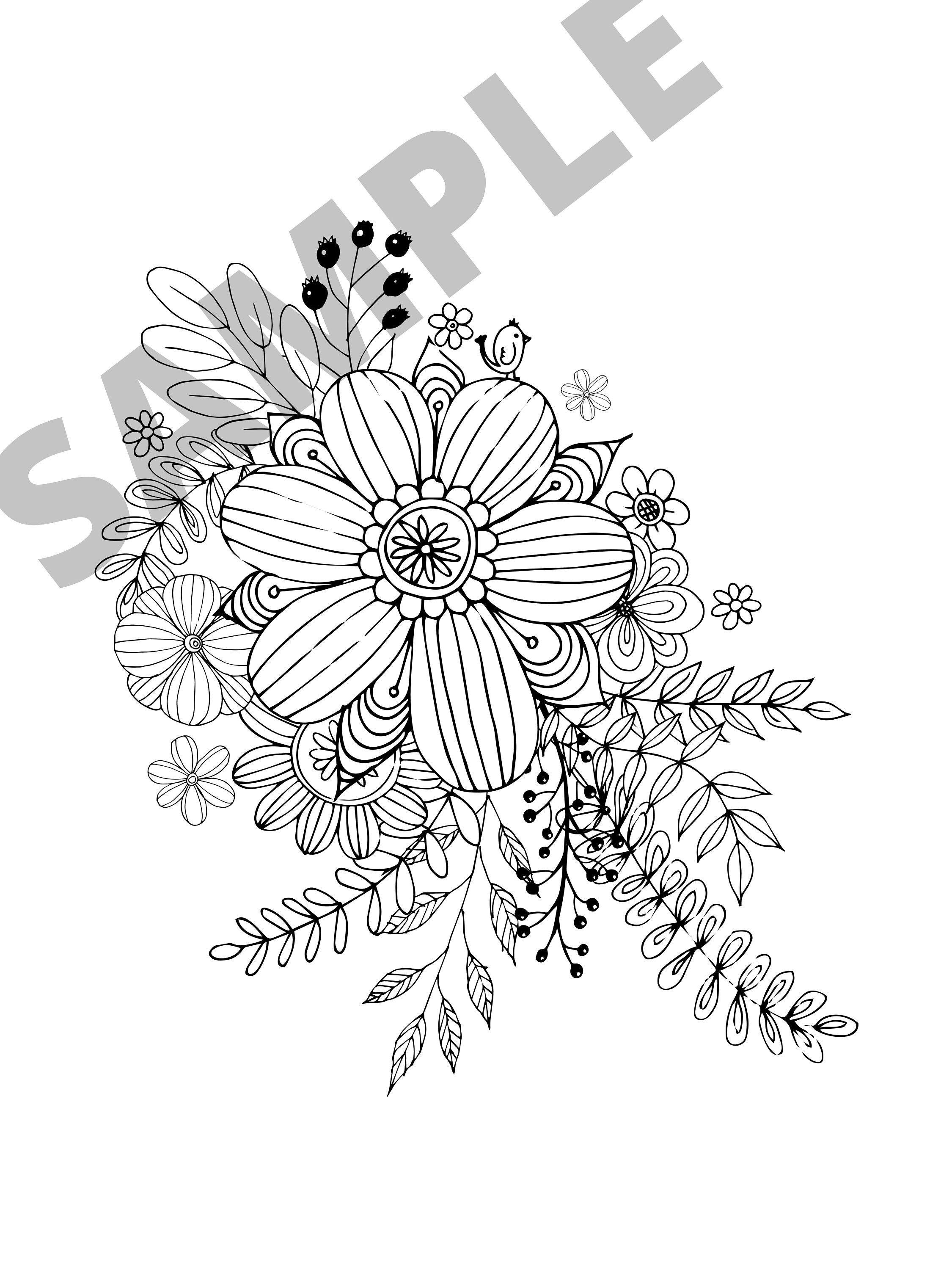 Download 30 Flower Coloring Pages BOOK 2 Floral printables adult | Etsy