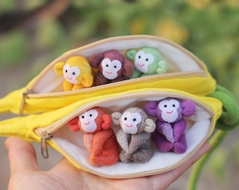 Bio-Baumwolle Affen im Bananenbeutel: Handgemachtes Plüschtier