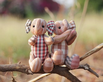 Patchwork knuffel olifant: pop gevuld met olifant, babykamerdecoratie, kraamcadeau