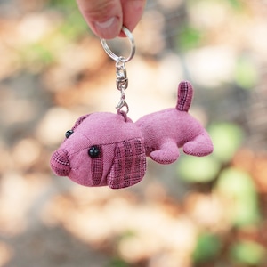 Handmade dog keychain, Dog Key chain, cute mini dog, Dog plush doll, Gift
