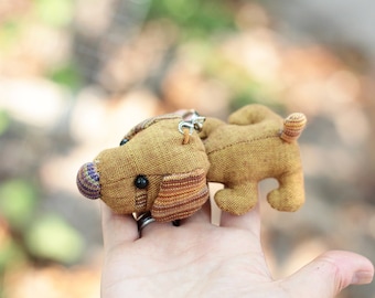 Handmade dog keychain, Dog Key chain, cute mini dog, Dog plush doll, Gift