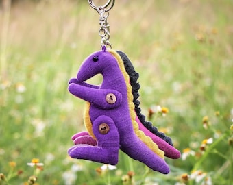 Handmade donosaur key chain, Key ring, Donosaur plush doll, Gift idea