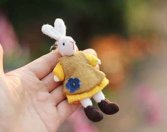 Bunny key chain, Easter bunny, Handmade bunny, Rabbit key ring, Rabbit plush doll, Stuffed bunny, Gift