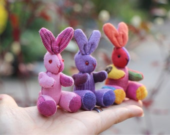 Wholesale Set Of 50 Patchwork Bunny Keychains: Organic Cotton Plush Easter Decor