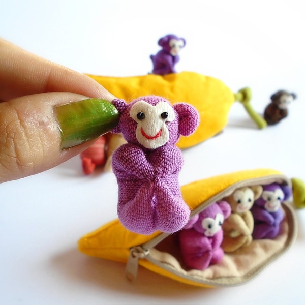 Monkey, Monkey in banana, Stuffed monkey, Monkey plush, Toy, Home decor, Children's gift