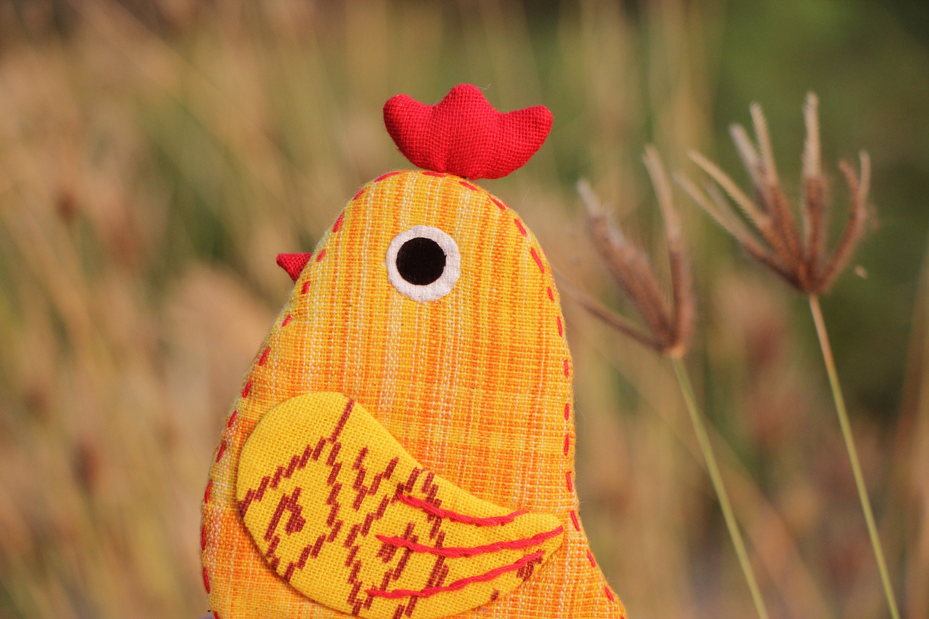 Chicken Key Rack Handmade Chicken Key Holder, Yellow Fabric Bird Charm, Animal Keyring ...
