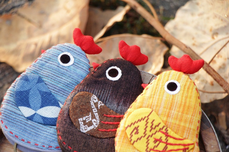 Chicken Key Rack Handmade Chicken Key Holder, Yellow Fabric Bird Charm, Animal Keyring ...