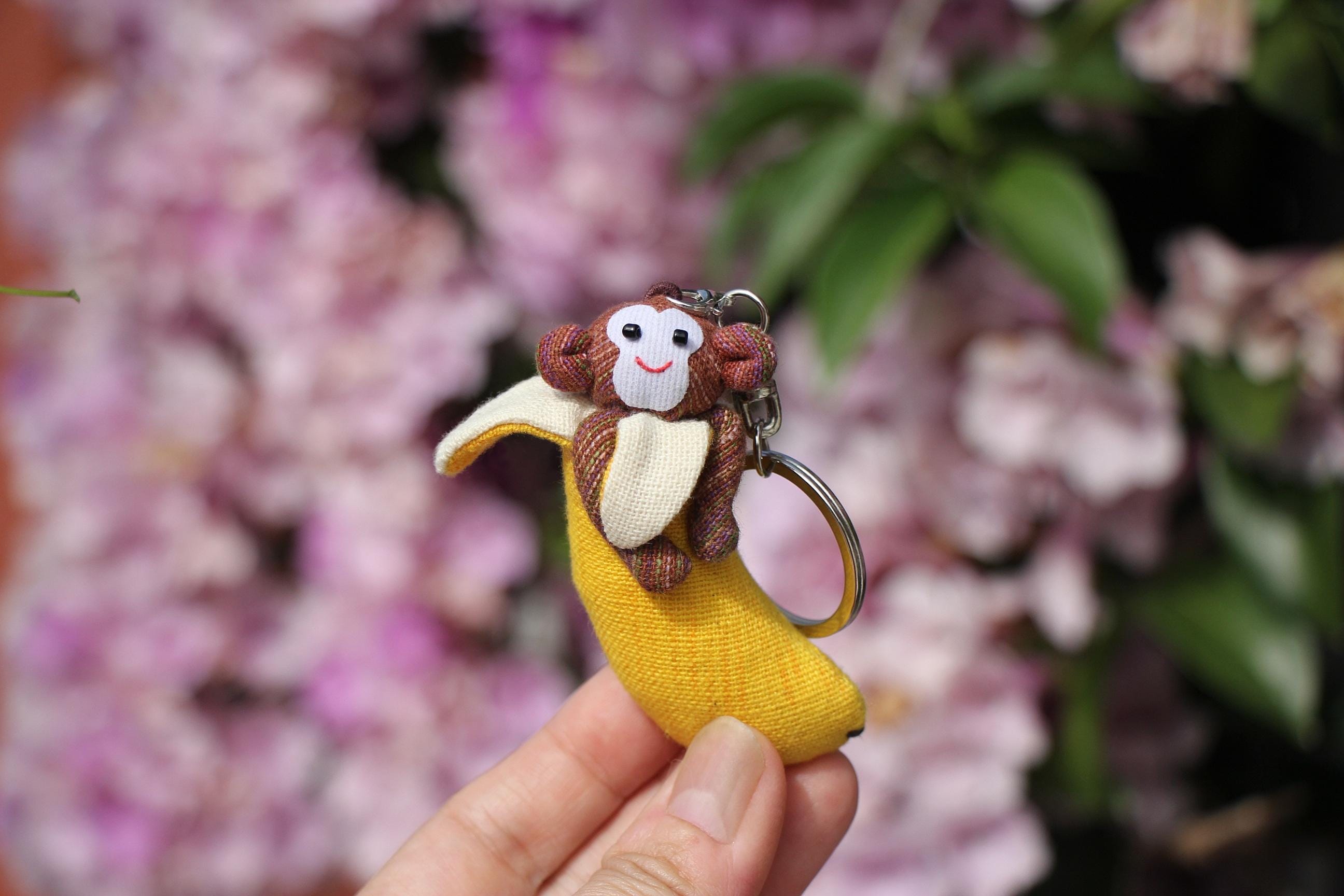 Handmade Cotton Monkey Keychain: Plush Stuffed Animal Gift - Etsy