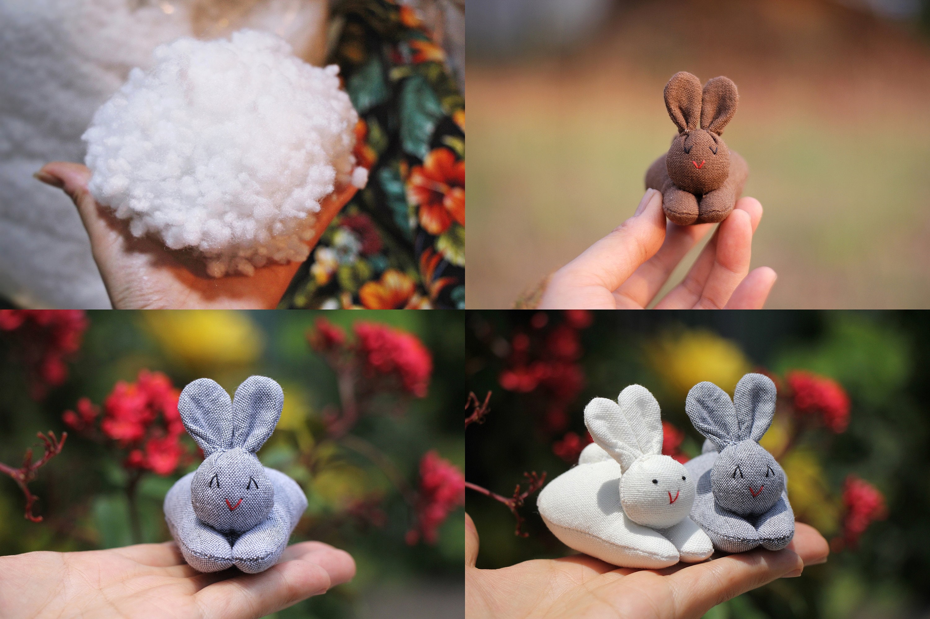 3 Organic stuffed bunnies in carrot zip purse, Bunny Easter, Bunny toy, Home decor, White bunny plush, Children&#39;s gift