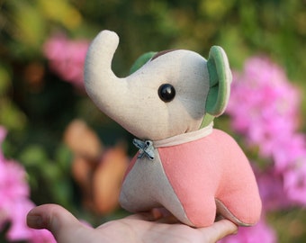 Elephant Plush Toy, Organic Cotton Good Luck Figurine Shelf Decor, Elephant Stuffed doll