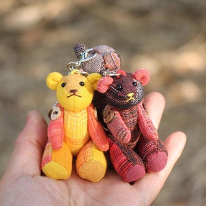 Cotton Teddy Bear Keychain: Multi-Color Plush Doll
