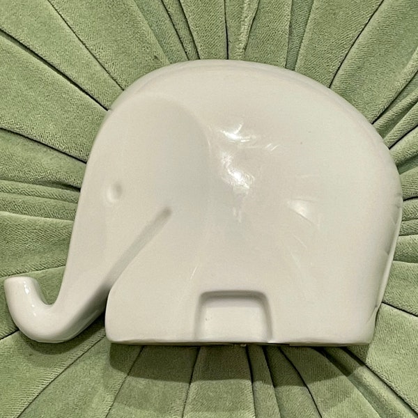 Höchst drumbo vintage elephant money box /Midcentury white ceramic elephant/1970s porcelain Dresdner bank Elephant designed by Luigi Colani