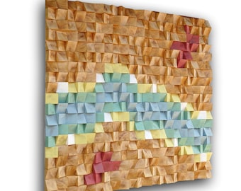 3D Wood Wall Art: Modern Abstract Sculpture, Colorful Artwork